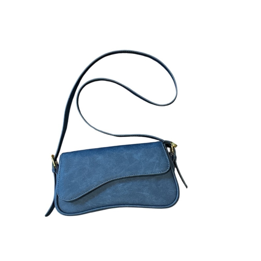 New Women’s Faux Suede Everyday saddle/crossbody bag Denim Blue color
